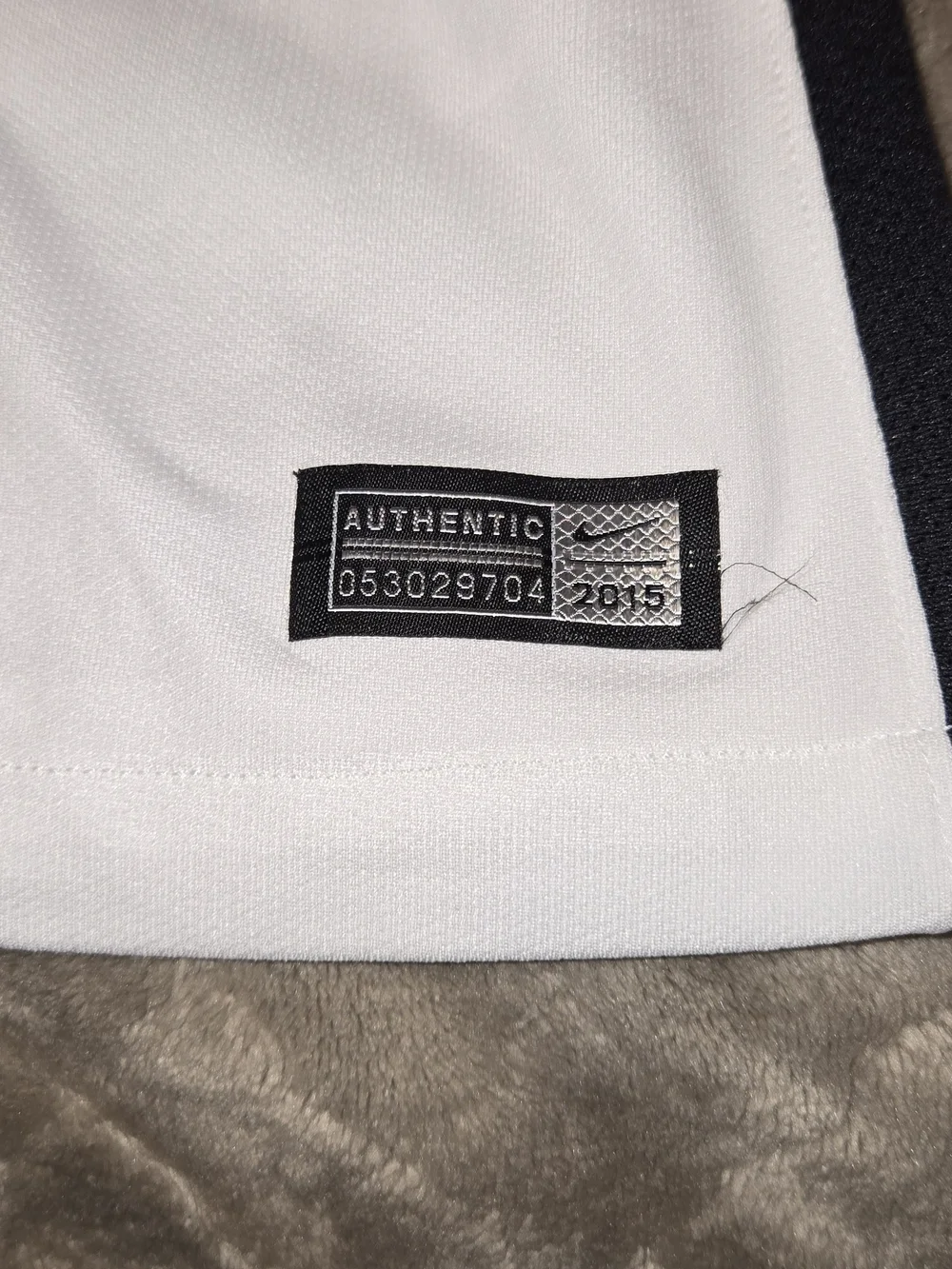 Nike White Soccer Jersey with Black and Blue Details